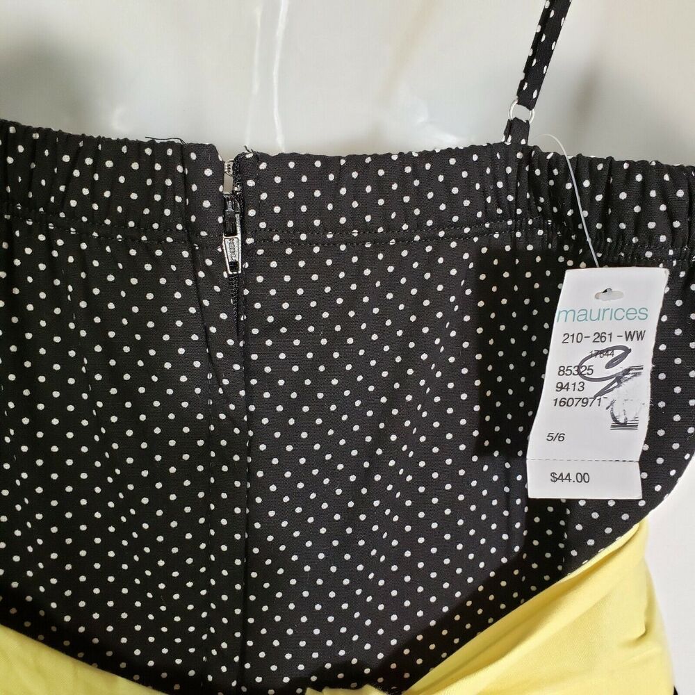 Maurices Womens Dress Junior Size 5/6 Black White Polka Dot Spaghetti Strap Tie - Picture 6 of 12